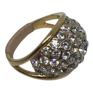 Vintage Size 5 18K Yellow Gold Filled Ring Dome with Rhinestones